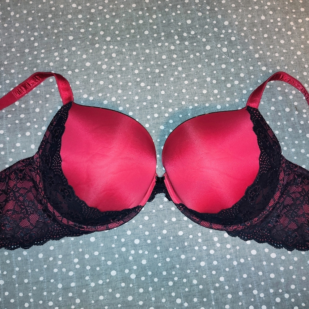 Torrid Pink and Black Lace Bra